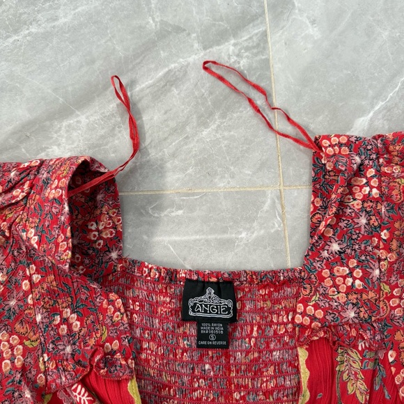 Women’s Angie Floral Maxi Flowy Slit Dress Boho Smocked Hippie Cottage Small - Picture 12 of 16